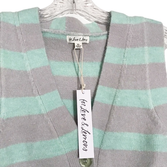 FOR LOVE & LEMONS Maud Striped Crop Sweater Vest Size XL Nwt - Picture 6 of 7